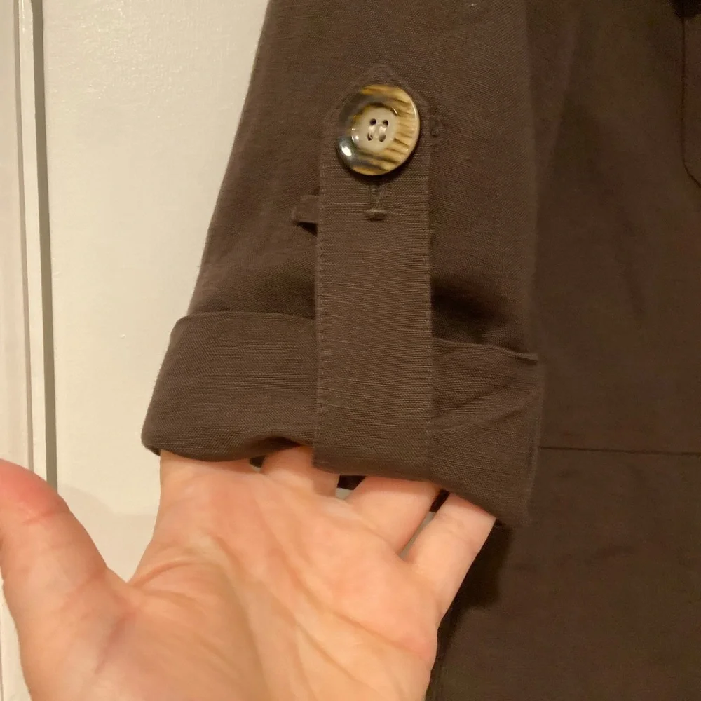 Chaus Dark Brown Utility Safari Jacket Women’s Size 8 Linen Blend - Picture 8 of 11